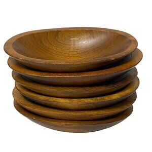 Adirondack Wooden Salad Bowls Set of 6 7.25x4.5"